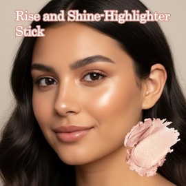 Rise and Shine Highlighter Stick Rose Gold – Long-Lasting Creamy Glow, Buildable Shimmer, Easy Application, Vegan and Cruelty-Free, 8g/0.28fl.oz，pack 
