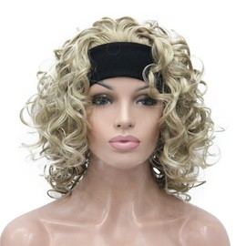 Aimole 16 Inches Short Curly Hair Wigs Women's Wig 3/4 Half Wig with Black Headband(24-613)
