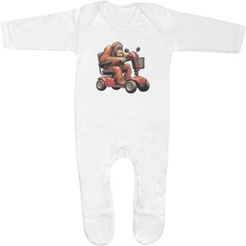 Azeeda 6-12 Month 'Orang Utan On Mobility Scooter' Baby Romper Jumpsuit/Sleep Suit (SS00092564)