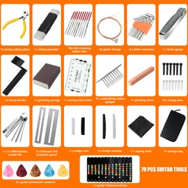 TIMDAM 79Pcs Guitar Maintenance Kit - Complete Setup & Repair Tools for Guitar, Ukulele, Bass, Mandolin, Banjo - Ideal Gifts for Musicians