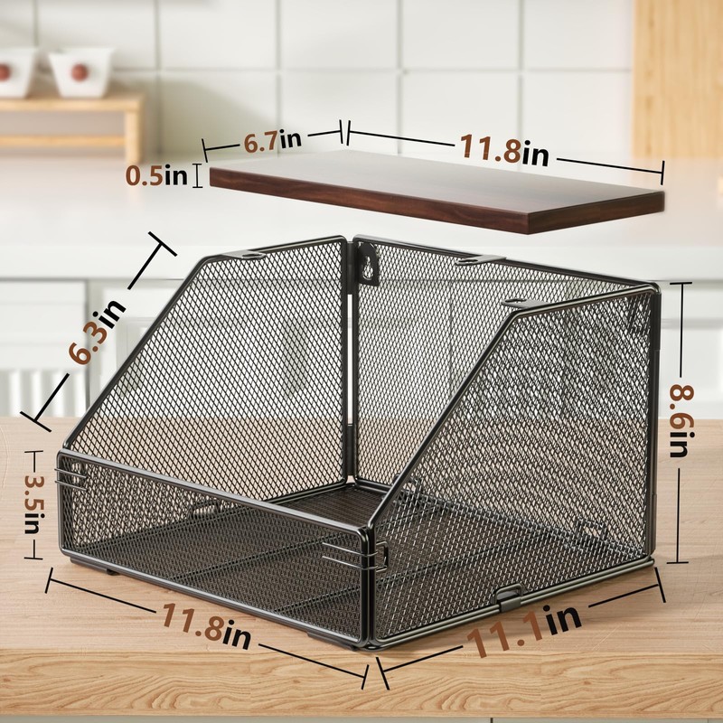 Stackable Fruit Basket for Kitchen Countertop Space Saving, Wall Mounted