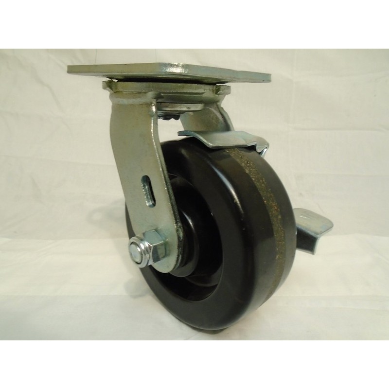 5" X 2" Swivel Caster Phenolic Wheel w/Brake 1000 Lbs