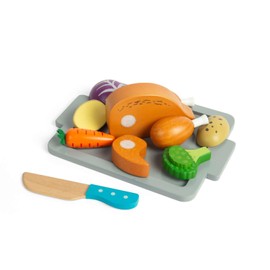 Bigjigs Toys Roast Dinner Set - 12pc Wooden Food Toy, Kids Kitchen Sets & Accessories, Toddler Role Play, Cookery Gifts For Children, Age 18 + Months