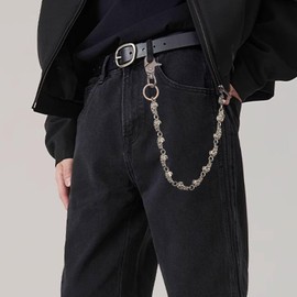 PINKPIN Skull Pants Chain Gothic Chain with Big Skull Clasp for Men and Women Punk Rock Jeans Wallet Keychain Side Chain Clothing Accessories