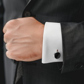 Ouligay Black Cufflinks for Men, Metal Men's Cuff Links, Tuxedo Cufflinks, Classic Groomsmen Cufflinks Wedding Cuff Links for Father Husband Boyfriend Business Anniversary Birthday