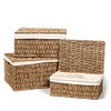 Set of 3 Rectangular Seagrass Baskets with Lids and Removable