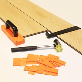 Laminate/Vinyl Flooring Tools, WHLLING 43PC Laminate Wood Flooring Installation Kit- 40Pcs Floor Spacers, Heavy Duty Pull Bar and Rubber Mallet, Upgraded Tapping Block for Vinyl Plank Flooring
