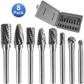 Unbranded 1/4'' Double Cut Tungsten Steel Carbide Rotary Burr Die Grinder Shank Bit Set US