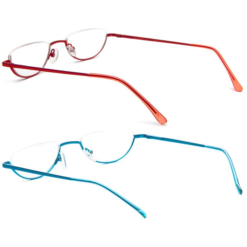 REAVEE 2 Pack Retro Designer Half Frame Reading Glasses for
