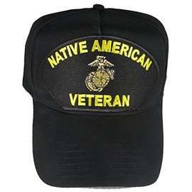 US Marine Corps Native American Veteran HAT with Marine Corps Emblem - Black - Veteran Owned Business