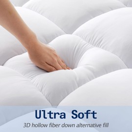 SOPAT Mattress Topper Queen Size Extra Thick Mattress Pad 8-21" Deep Pocket Soft Down Alternative Fill Mattress Protector Pillow Top Mattress Cover (60x80 Inches, White)