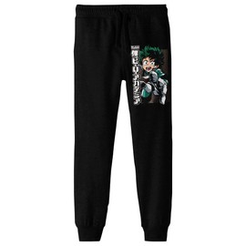 Bioworld My Hero Academia Deku Boy's Black Jogger Pants-Medium