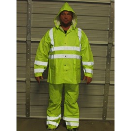 IRONWEAR NEW! IRONWEAR PREMIUM 3-pc RAINSUIT, Hi-VIS REFLECTIVE SILVER, 9200-LG-ST, XL