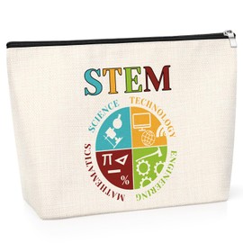 STEM Teacher Gifts Cosmetic Pouch for STEM Specials Crew Gift Thank You Gifts for Colleague Friend Female Science Technology Engineering Mathematics Christmas Birthday Presents Zipper Bag