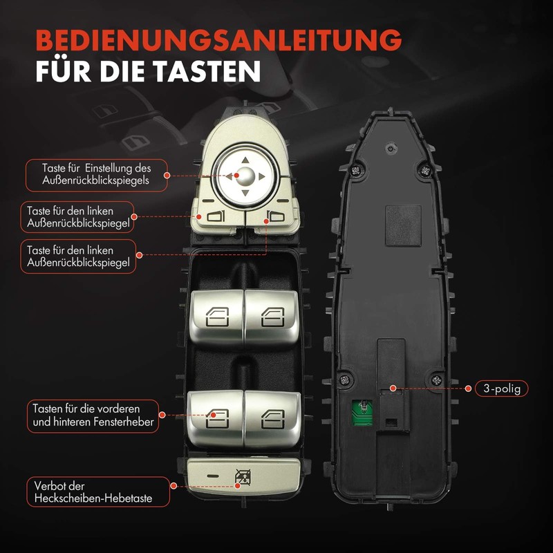 Frankberg Electric Window RegulatorSwitches Front Left Compatible with C-Class W205