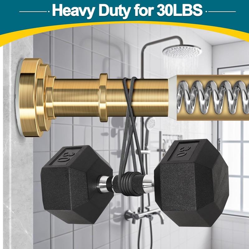 Gold Tension Shower Curtain Rod 36-84 Inch(3-7ft) Never Rust No
