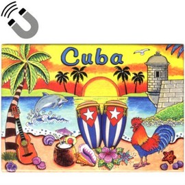Cuba Scene Caribbean Fridge Collector's Souvenir Magnet 2.5" X 3.5"