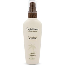 Original Sprout Luscious Island Hair Oil for All Hair Types, Non-Greasy & Lightweight Formula with Coconut & Linseed Oil, Helps Hydrate & Tame Frizz, Vegan and Sulfate Free, Travel Size, 3 fl oz