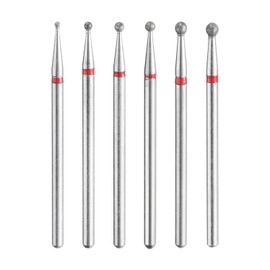 sourcing map 6pcs 200-230 Grits Diamond Grinding Bit 1/1.5/1.8/2/2.3/2.5mm Ball Head 2.35mm Shank Stone Sanding Drill Bits Rotary Tool for Ceramic Glass Nails Grinding Polishing