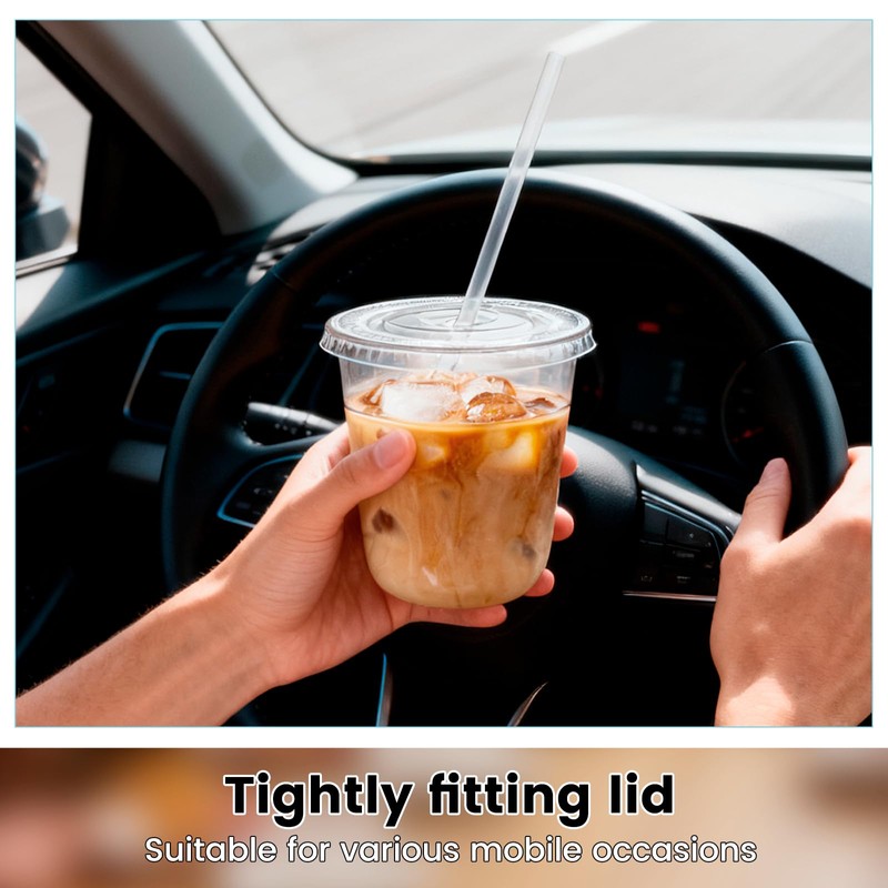 200 Pcs Clear Flat Lids Plastic Disposable PET Cup Lids