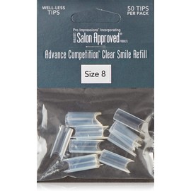 Pro Impressions Advance Competition Clear Smile 50 Nail Tips, Size 8
