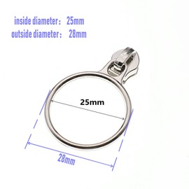 Leekayer 30PCS #5 Silver Chrome Ring Pulls for Nylon Coil Zippers Metal Zipper Sliders for Jacket Luggage Purses Bags Bulk(Silver Chrome) Metal Slider for Zipper