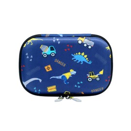 uninni Pencil Case Large Capacity Water-Resistant Polyester Removeable Dividers Organize School Supplies Colorful Designs Great for Kids, Back to School (Construction Truck Dino)