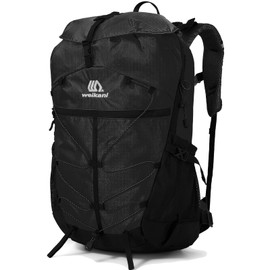 Outplea 35L Waterproof Hiking Backpack with Chest Strap for Men Women, Lightweight Breathable Travel Day Pack, Padded Large Openning Hiking Daypack with Hanging System for Camping Trekking, Black