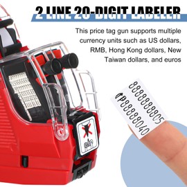 Fullhawl 3 Set Price Gun 2 Line Labeler with 15000 Blank White Labels 3 Ink Rolls Kit, Date Gun Pricing Tagging Stickers Maker Machine for Office Retail Shop Grocery Store Yard Sale