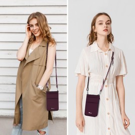 SIMTOP Kleine Handy Umhängetasche Brustbeutel Wasserdicht mit RFID-Schutz,Smartphone Handytasche mit Umhängen für Passport, Kreditkarten, Münzen und Reise Zubehör Leichte Tasche ROT