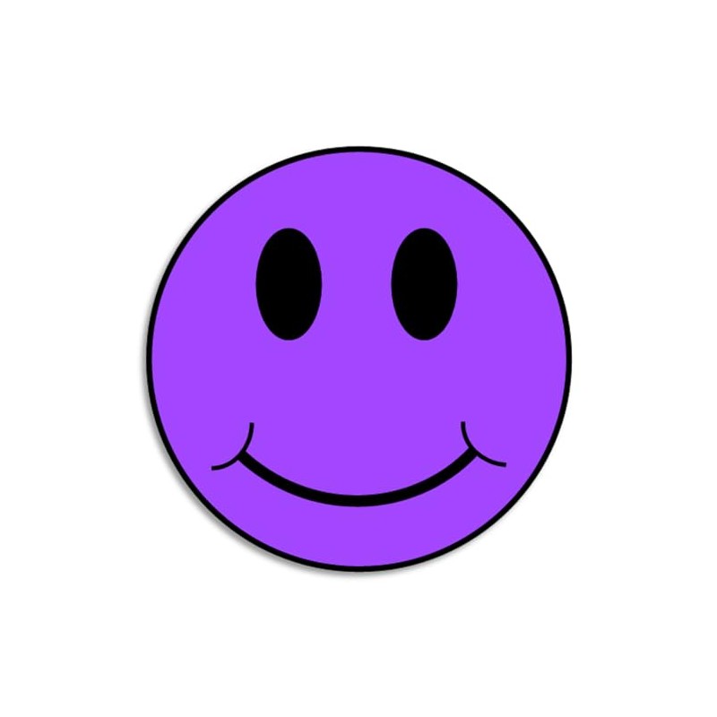 Purple Smiley Face - 3 Pack Circle Stickers 3 Inch