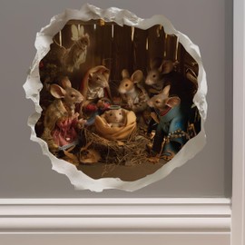 Mouse Nativity Scene - Mouse Hole Wall Sticker