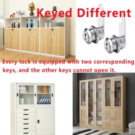 Necygoo Cabinet Locks 8 Packs Drawers Keyed Different Cam Lock with 3PCS Different Lock Plates for Cabinet Cupboards Drawer Mailbox
