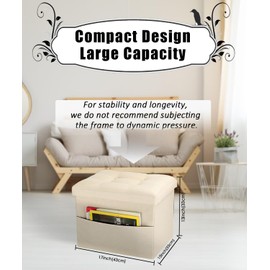 Docvania Ottoman Storage Ottoman Foot Rest Stool Foldable Bench with Storage Student Dormitory Bedroom and Entryway 17 X 13 X 13