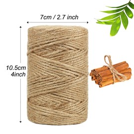 tenn well 100M Jute Twine String, 3 Ply 3mm Thick Garden Twine String for DIY Crafts, Gift Wrapping, Bundling Packing and Gardening (Brown)