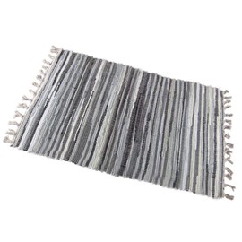 Yewader Chindi Rug Reversible Rag Rug Hand Woven Floor Mat Multi-Color Chindi Area Rug Entryway for Laundry Room Kitchen Bathroom Bedroom Dorm (20'' x 31", Grey)