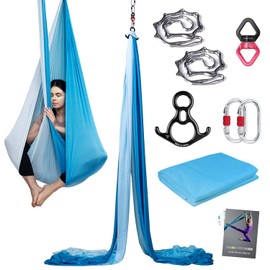 PRIOR FITNESS 9 Yards Aerial Yoga Silks Starter Kit Colorful Hammock Set with Hardware & Guide for All Levels of Aerial Yoga Practice and Acrobatic Flying For Adults