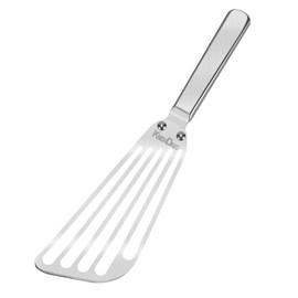 KSENDALO Stainless Steel Fish Spatula - Metal Thin Slotted Turner for Kitchen Cooking, Flexible Egg Flipper with Blade with Riveted Handle for Cooking, Hollow Grip Design (1 Pack)