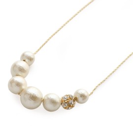 JewelVOX Necklace Slide Adjuster Cotton Pearl Pave Ball Gradient Necklace for Adults