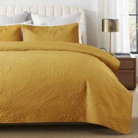 Quilt Set Queen - Lightweight Microfiber Quilted Summer Bedspread - Modern Style Soft Reversible, Oversized Ultrasonic Coverlet Bedding Set for All Season, 3 Piece (1 Quilt, 2 Pillow Shams)