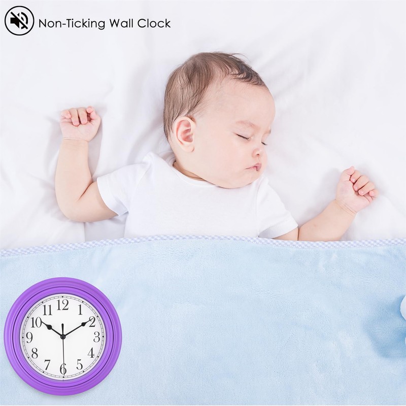 Topkey Silent Wall Clock Kitchen 9 Inch Retro Non-Ticking Decorative