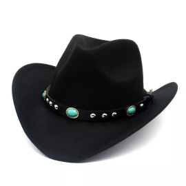 Unbranded Men’s Blue Black Felt Cowboy Hat. Men’s Western Cowboy Hat. Sombrero Vaquero - Black
