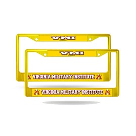 VMI Keydets (Set of 2) Yellow Painted Chrome Metal License Plate Frames