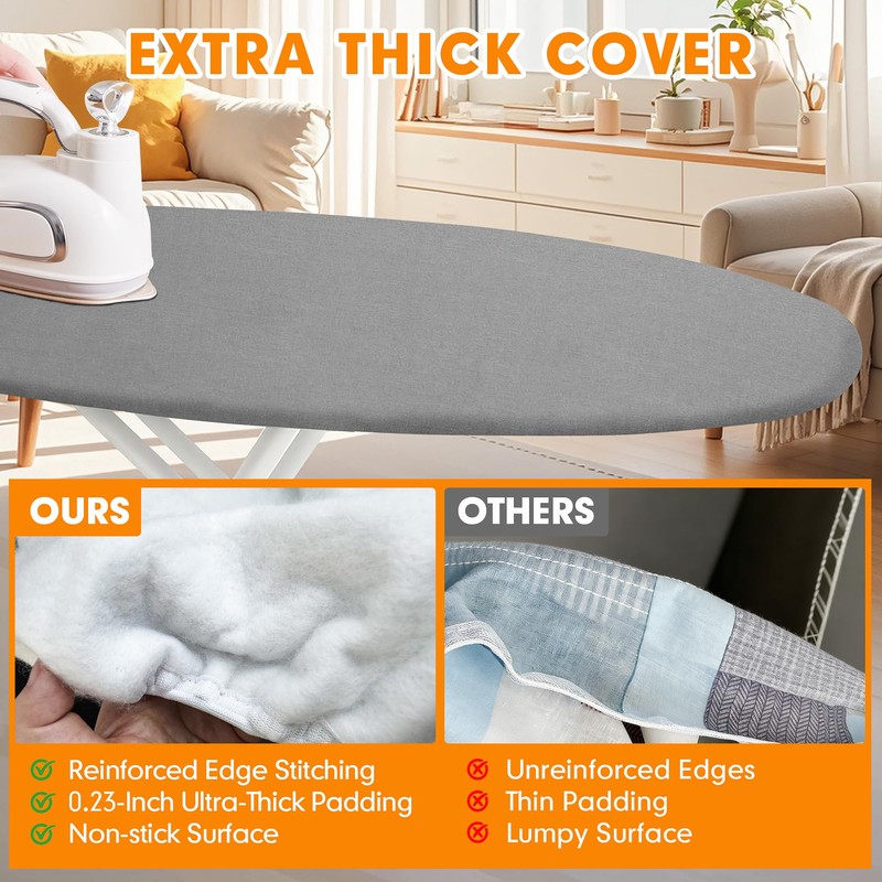 Ironing Board Cover and Pad, 18x49 Extra Wide Thick Iron