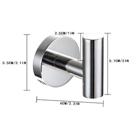 QNIIAED 2 Pcs Bathroom Towel Hook,Screw in Metal Coat Robe Hook SUS 304 Stainless Steel Heavy Duty Wall Door Hanger for Bathroom Kitchen Garage Home Hotel Office(Chrome)