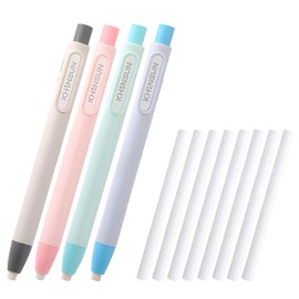 Waremew 12 Pcs Pen-Style Erasers Set, 4 Packs Assorted Color Retractable Mechanical Eraser Pen and 8 Erasers Refill for School Office Painting Writing