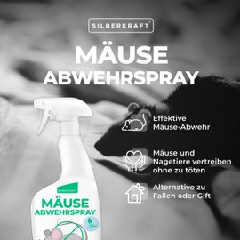 Silberkraft Mäuseabwehrspray 500 ml, Mäuseabwehr für Haus & Garten, Fernhaltemittel gegen Mäuse und Nagetiere, wirksame Alternative zu Gift & Fallen