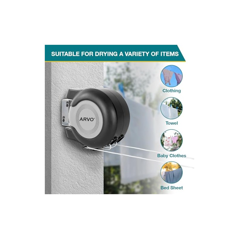 ARVO ARVO Wall Mounted Double Retractable Washing Line - 30m