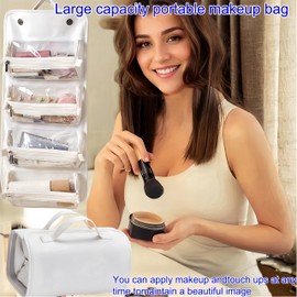 FeBohao Travel Toiletry Bag 4 Detachable Clear Multi Compartment Hanging Toiletry Bag Women Waterproof Foldable Travel Bag Wash Accessories Makeup Bag