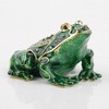 Large Frog Trinket Box Hinged Jewelry Boxes Hand-Painted Enameled Green